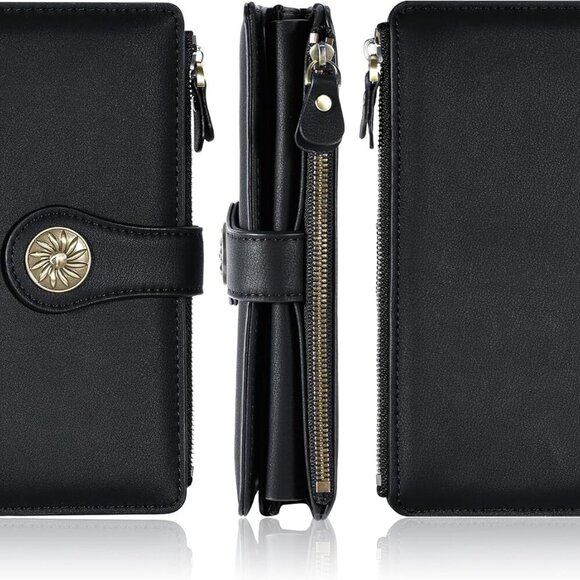 Wallets Women RFID Large Capacity Luxury Waxed Leather Clutch Wallet Multi Card - Picture 6 of 7
